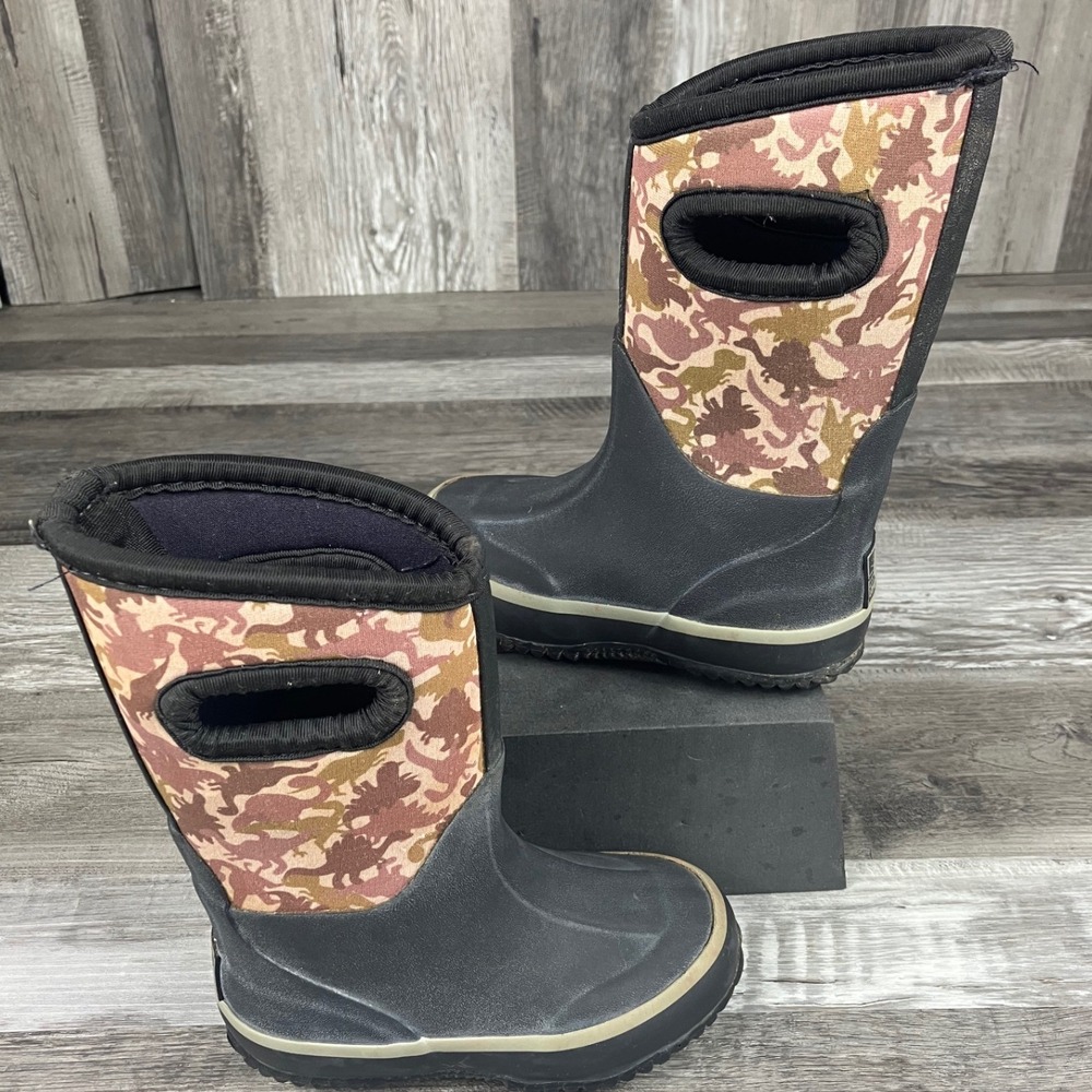 Lone Cone Kids Camouflage Mud Boots Black Brown Neoprene Rubber Size 6 EU 24
